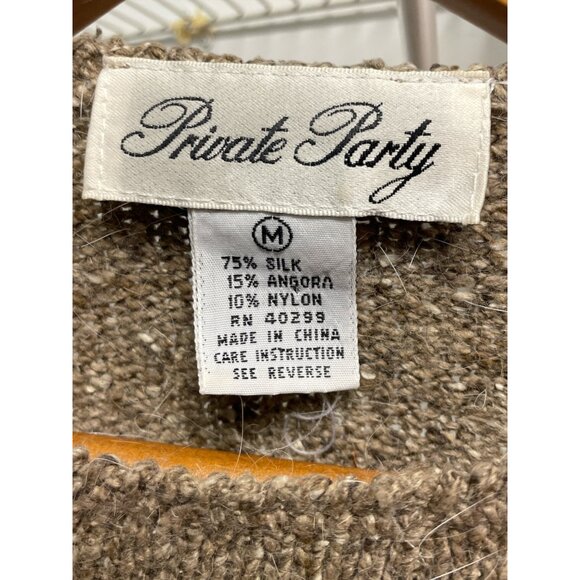 Vintage Private Party Sweater Silk Angora Blend Sequins Geometric Design M - Picture 2 of 6